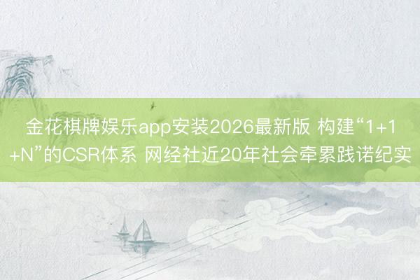 金花棋牌娱乐app安装2026最新版 构建“1+1+N”的CSR体系 网经社近20年社会牵累践诺纪实