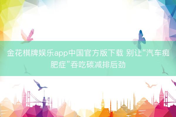 金花棋牌娱乐app中国官方版下载 别让“汽车痴肥症”吞吃碳减排后劲