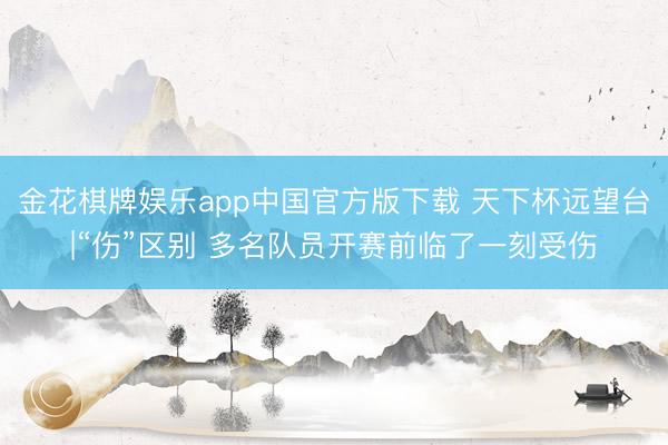 金花棋牌娱乐app中国官方版下载 天下杯远望台|“伤”区别 多名队员开赛前临了一刻受伤
