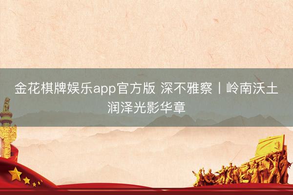 金花棋牌娱乐app官方版 深不雅察丨岭南沃土润泽光影华章