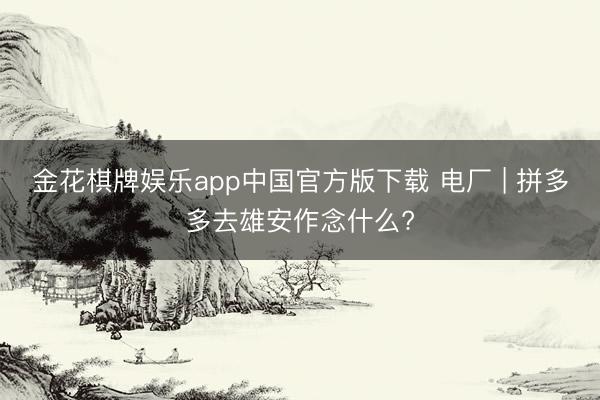 金花棋牌娱乐app中国官方版下载 电厂 | 拼多多去雄安作念什么?